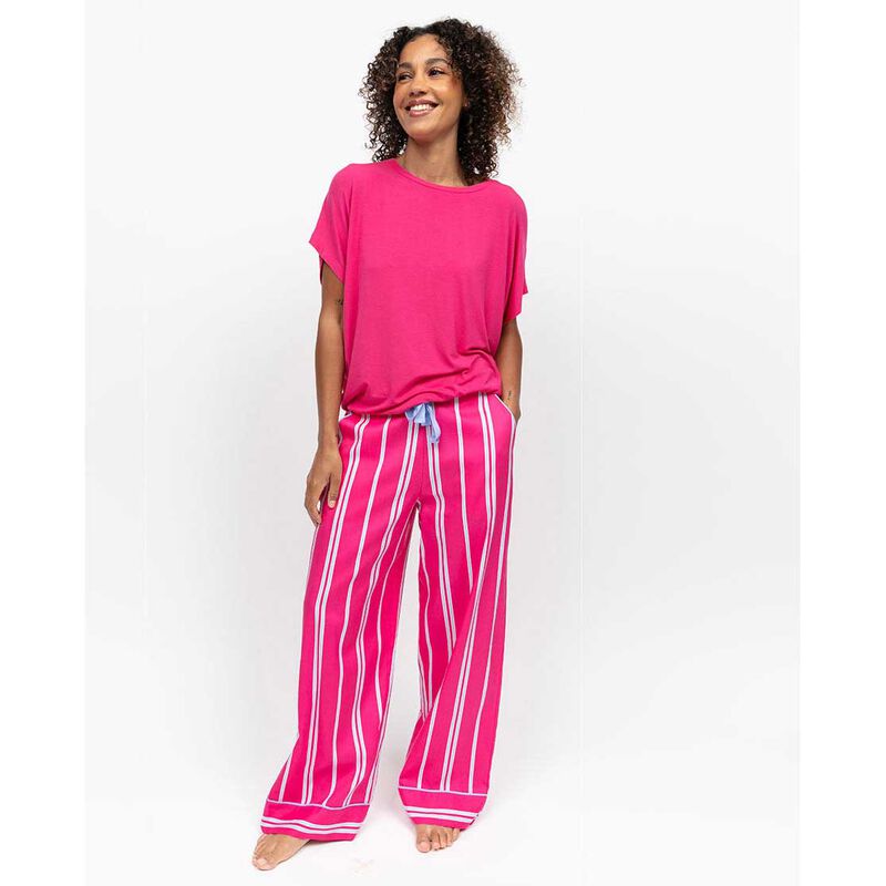 Cyberjammies Chloe Pink Printed Stripe Wide Leg Pyjama Bottoms image number 3